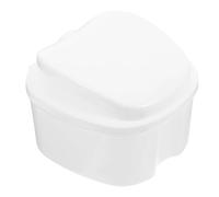 White Denture Storage Box with Strainer for Hygienic Soaking | PP Plastic Build, for Aligner Trays and Guards, Elder Care Routine, Travel Convenience