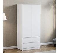 (White) Denver 2 Door 2 Drawer Wardrobe Bedroom Storage
