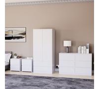 (White) Denver 4 Piece Bedroom Set Drawer Chest Wardrobe 4