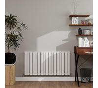 White Designer Radiator Horizontal 600×1156mm Double Flat Panel - Wall/Floor Mounted for Modern Multi-Scene & Central Heating 5454 BTU