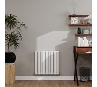 White Designer Radiator Horizontal 600×612mm Double Flat Panel - Wall/Floor Mounted for Modern Multi-Scene & Central Heating 2634 BTU