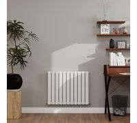 White Designer Radiator Horizontal 600×748mm Double Flat Panel - Wall/Floor Mounted for Modern Multi-Scene & Central Heating 3386 BTU