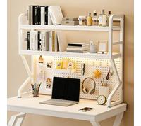 White Desktop Bookshelf Pegboard Desk Shelf Storage Rack Book for Home Office 110x93cm (43.3x36.6in) Stylish & Functional Design