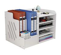 White Desktop Organiser, Large Capacity Desk File Organiser Office Stationery Desk Tidy Storage Rack Sorter For A4 Papers, Pens, Books, Letters And Do
