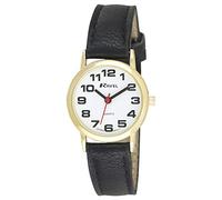 Ravel Women's Easy Read Watch - Big Numbers, Quartz - Black/Gold Tone White Dial