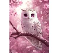 White Diamond Art Kits Adults 5D Diamond Painting Owl Gem Art Adult Crafts DIY Full Drill Crystal Pictures 40x50 cm, with Diamonds Tools Cross Stitch Painting for Home Decor Gifts for Women yc-219