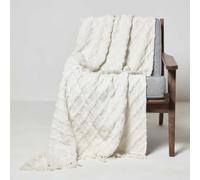 Diamond Cotton Tufted Throw Homescapes White 125cm x 150cm