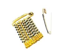 White Diamond Designer Safety Pin or Saree Pin, Size No. 4 (Green)
