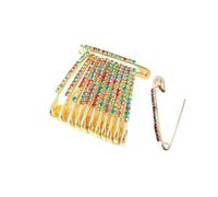 White Diamond Designer Safety Pin or Saree Pin, Size No. 4 (Mix)
