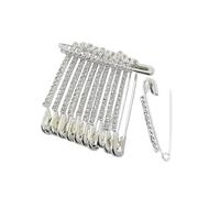White Diamond Designer Safety Pin or Saree Pin, Size No. 4 (White)