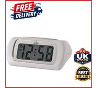 White Digital Alarm Clock with Large LCD Display Crescendo Snooze Feature