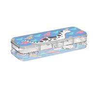 White Dinosaur Designed Clear Pencils Box Double-Deck Penscases For School With Lid