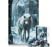 White Dire Wolf Snow Watch Jigsaw Puzzle for Adults 1000 Pieces Creative Think Stress Relief Fun Exact Edges Thoughtful Xmas (50x75cm)