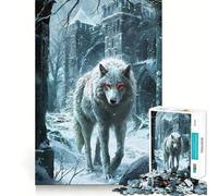 White Dire Wolf Snow Watch Jigsaw Puzzles 1000 Pieces Focus Boost Fun Laser Cut for Flawless Fit Bonding Activity for Loved Ones (38x52cm)