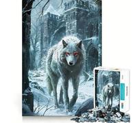White Dire Wolf Snow Watch Jigsaw Puzzles 1000 Recall Fun Play Burr Free Clean Cut Pieces Portable Travel Friendly Fun Game (38x26cm)