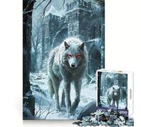 White Dire Wolf Snow Watch Jigsaw Puzzles for Adults 1000 Piece Mental Workout Quiet Enjoyment Xmas Gift (38x52cm)