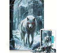 White Dire Wolf Snow Watch Jigsaw Puzzles for Adults 1000 Think Boost Game Precise Interlock Structure Easy to Learn Family Enjoyment (50x75cm)