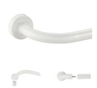 White Disc Curtain Rods, 28-48 Inches Window Curtain Rod,Adjustable Room Darkening Curtain Rod with Aluminum Finials and Brackets,Wrap Around Design