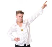 White Disco Shirt I Love Fancy Dress White Medium