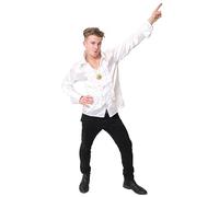White Disco Shirt - Medium - White Ruffle Shirt with Big Collar - Adults 70s/80s Fancy Dress Costume