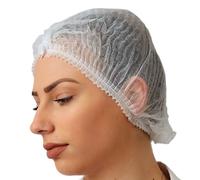 WHITE- Disposable Hair Net, Mob Caps, 21'', UK MANUFACTURED bag of 100