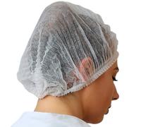 WHITE- Disposable Hair Net, Mob Caps, 21'', UK MANUFACTURED Box of 20 bags (2000)