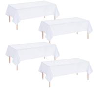 White Disposable Plastic Table Covers 4 Pack,Large 54 x 108 inch Disposable Paper Table Covers Plastic Rectangle Table Cloths for Parties,White Plastic Cover for Birthday,Baby Shower Picnic Decor