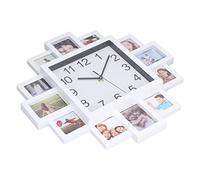 White DIY Photo Frame Wall Clock Personalized Multi Picture Clock for Home Decor, ABS Material, Safe Use, Ideal Bedroom Living Room Office, 15.35in
