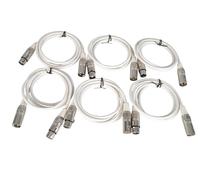 White DMX Lighting Cables 1.5M Length 3pin XLR Connection Supplied in Pack of 6