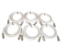 White DMX Lighting Cables 6M Length 3pin XLR Connection Supplied in Pack of 6