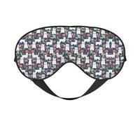 White Dog and Flowers Night Mask Soft Reversible Eye Cover Adjustable Strap Light Blocking Comfortable Rest