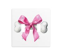 White Dog Bone with A Big Pink Bow Double Gang Toggle Light Cover Wall Plate Switch Decor Standard Size - 11.4x11.4cm