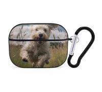 White Dog in The Field AirPod Pro Case, Anti Scratch Hard PC Cover with Keychain, AirPod Pro 2nd/1st Case Accessories for Women Men, Black-Style