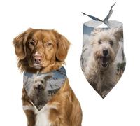 White Dog in The Field Dog Bandanas for Feeding Grooming, Triangle Pet Bibs Washable Pets Scarf for Cats & Dogs