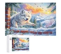 White Dog on Brick Wall in Snowy Forest 1000 Piece Jigsaw Puzzle for Adults Indoor Brain Workout Logical Mastery Gift for Challenge Lovers 1000 PCS