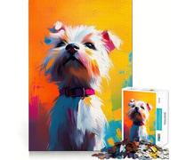 White Dog Painting Jigsaw 1000 Pieces for Teenagers Mind Boost Fun Zero Gap Captivating Leisure for Cozy Indoors (50x75cm)
