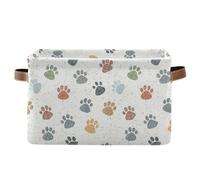 White Dog Paw Prints Storage Basket Storage Bin Collapsible Closet Organizing Storage Cubes for Home Cloth with Handle 2 Pack