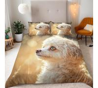 White Dog Single Duvet Cover Set 3D Printed Animal Pets Bedding Set Ultra Soft Microfiber Quilt Cover 135x200 cm for Single Bed with 2 Pillowcases with Zipper L.2918
