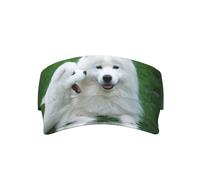 White Dog Sunscreen Visor Cap Empty Top Outdoor Hat One Size Wide Brim Adjustable Baseball Golf Fishing