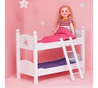 White Doll Bunk Bed 18" Dolls Wooden Furniture Bedroom Toy Role Play TD-0095A
