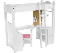 White Doll Bunk Bed with Desk Olivia's World 18" Wooden Furniture Toy