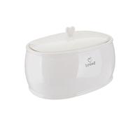 White Dolomite Charm Bread Crock Heart Design Breadbin Pot Kitchen Storage Bin
