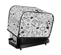 White Doodle Pattern Soccer Ball Toaster Cover 2 Slice Toaster Cover, Dust Cover Kitchen Small Appliance Cover