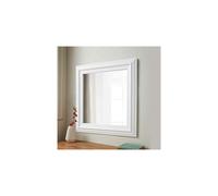 White Dorset Square Frame Wall Mirror 55x55 cm - Hanging Hooks, Elegant Home Decor (B0C4TSXCMX)