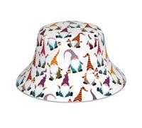 White Dot Pattern Print Double-Sided Reflective Strip Sun Hat, Travel Fisherman Hat, Beach Hat, Unisex Bucket Hat, Xmas Funny Gnomes, One size