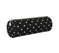 White Dot Pattern Print Pu Pencil Pen Case Portable Stationery Bag Pouch Cosmetic Organizer Bag for Man and Woman