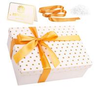 White Dots Gifts Boxes with Magnetic Lids,Luxury Gift Box Set,25 x 19 x 9cm, with Contains Card,Ribbon,Shredded Tissue Paper,for Christmas Birthday Wedding Anniversary
