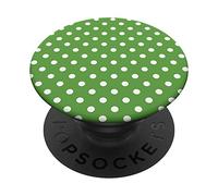 White Dots on Green Dotted Pattern Polka Dot Design #502 PopSockets Swappable PopGrip