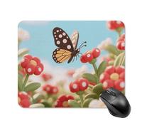 White - Dotted Butterfly Mouse Pad Square Mice Mat Waterproof Computer Mousepad with Non-Slip Rubber Base Wireless Mice Pad for Laptop Office Home Personalized Gaming Mousepad 20 * 25cm