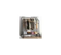 (White) Double Clothes Rail Hanging Rack Storage Shelf